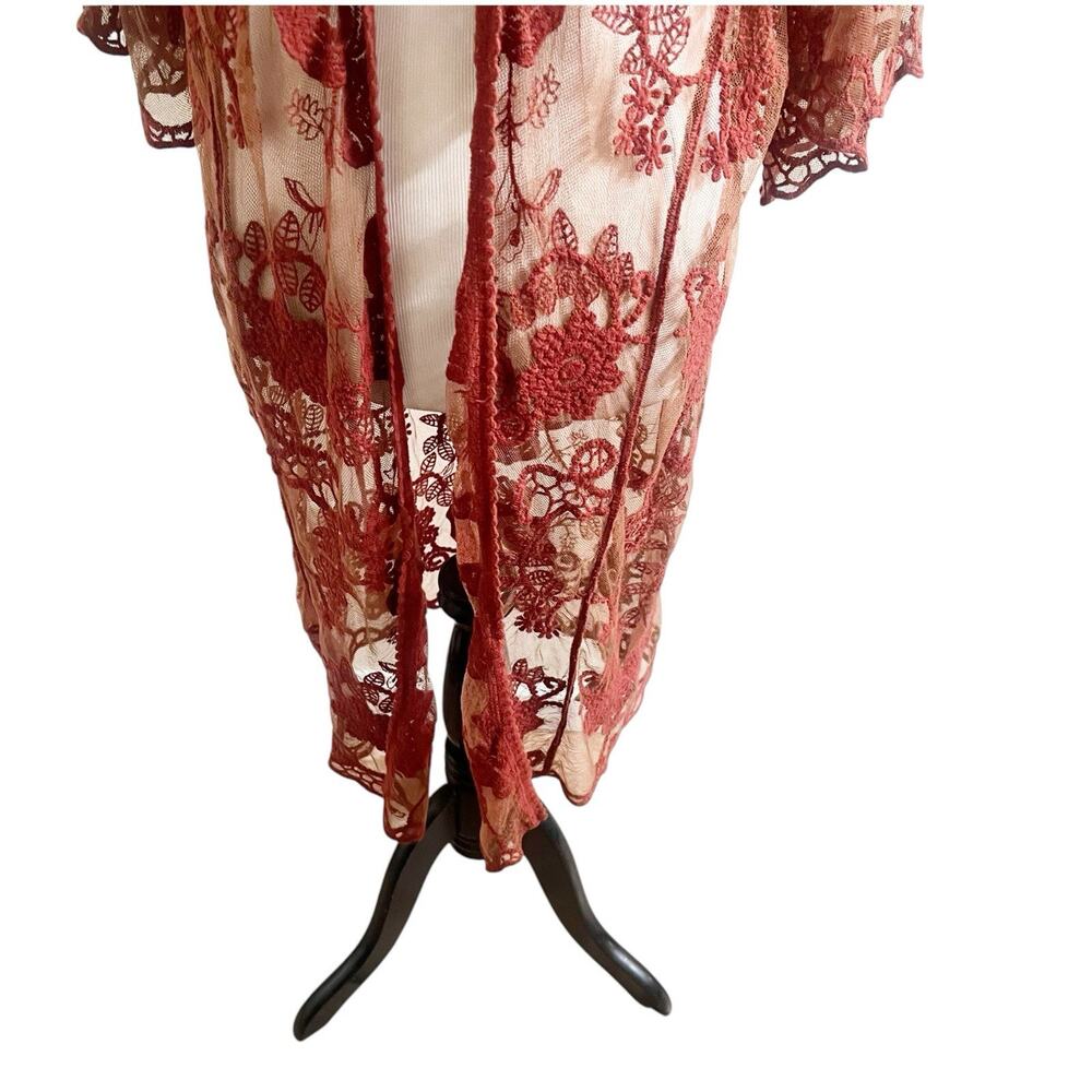 Shyanne Embroidered Cardigan Womens O/S Brown Resort Beachy Coastal Boho Western - Picture 6 of 14